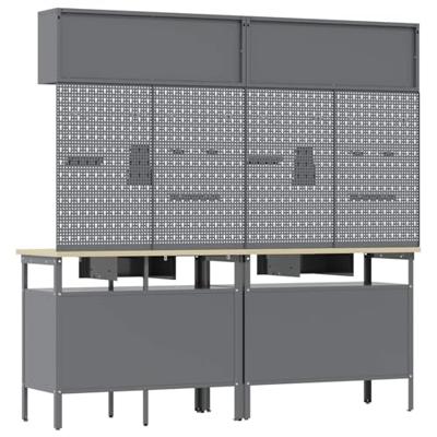 Werkbankset met lade 8 pcs Zwart en Grijs Gepoedercoat staal