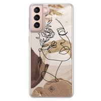 Samsung Galaxy S21 Plus hybride hoesje - Abstract gezicht bruin - thumbnail