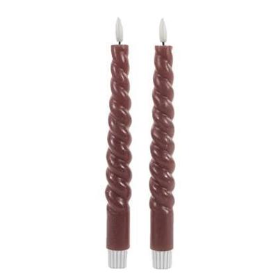 B.O. 2Pcs 3D Wick Antique Pink Swirl Taper Candle kaars 23 cm Rusti Anna's Collection - Annas collection