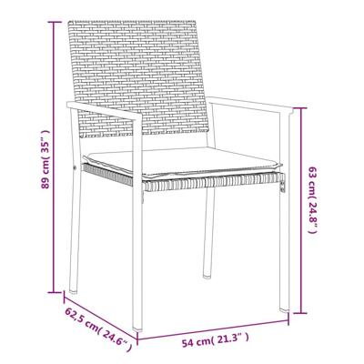 Tuinstoelen 6 st met kussens 54x62,5x89 cm poly rattan zwart