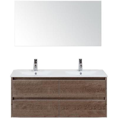 Dante Badmeubelset 120 cm - Tabacco - Keramische Wastafel Wit Enjoy met Spiegel