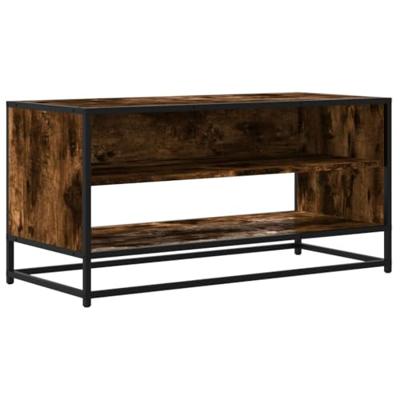 Tv-meubel 91x40x46 cm bewerkt hout metaal gerookt eikenkleurig Tv-meubel 91x40x46 cm bewerkt hout metaal gerookt eikenkleurig