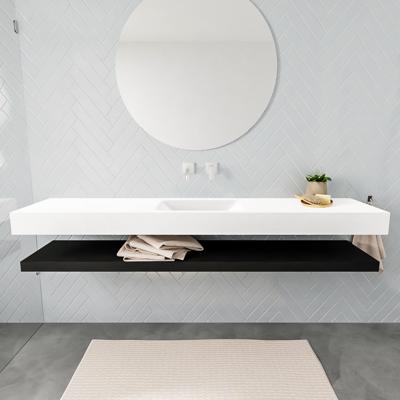 Aqua Splash Badkamermeubel AQS Ibiza 200 cm met Mat Zwart Planchet Solid Surface Wastafel Mat Wit - Badmeubel Ibiza 200 cm Solid Surface Planchet Mat Aqua Splash Badkamermeubel AQS Ibiza 200 cm met Mat Zwart Planchet Solid Surface Wastafel Mat Wit - Badmeubel Ibiza 200 cm Solid Surface Planchet Mat