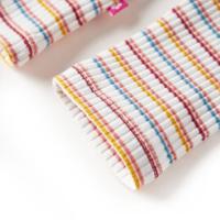 Kindershirt met lange mouwen lage col 104 gestreept ecru - thumbnail