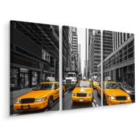 Schilderij - Gele taxi&apos;s in New York, USA, 3 luik, premium print - thumbnail