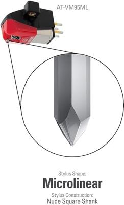 Audio Technica AT-VM95ML dual Moving Magnet cartridge, MicroLine stylus naakt