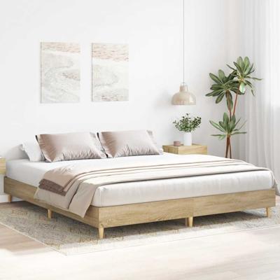 Bedframe zonder matras 200x200cm spaanplaat sonoma eikenkleurig