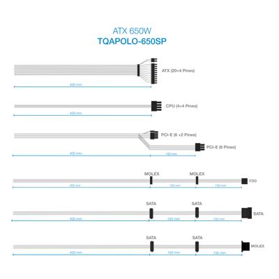 Voedingsbron TooQ TQAPOLO-650SP ATX 650 W CE - RoHS