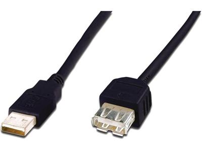 Digitus USB 2.0 Verlengkabel [1x USB-A 2.0 stekker - 1x USB 2.0 bus A] 1.80 m Zwart Rond, Afgeschermd (dubbel)