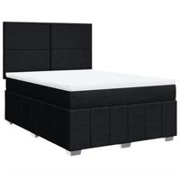 Boxspring met matras stof zwart 160x200 cm - thumbnail
