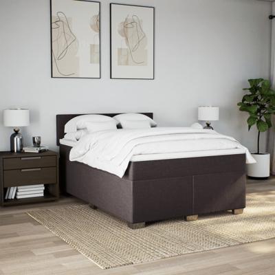 Boxspring met matras stof donkerbruin 140x200 cm - thumbnail