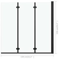 VidaXL Douchewand inklapbaar 3 panelen 130x138 cm esg zwart - thumbnail