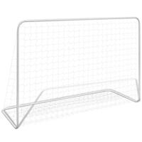 VidaXL Voetbaldoel met net 182x61x122 cm staal wit - thumbnail