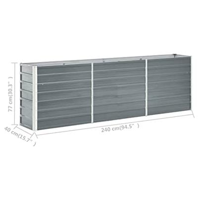 Plantenbak verhoogd 240x40x77 cm gegalvaniseerd staal grijs