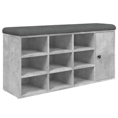 Schoenenbank 102x32x50 cm bewerkt hout betongrijs