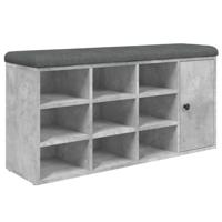 Schoenenbank 102x32x50 cm bewerkt hout betongrijs - thumbnail