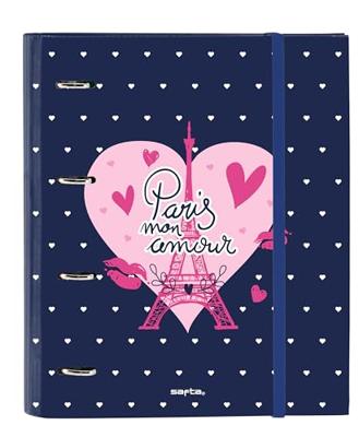 Ringmap Safta Paris Roze Marineblauw 27 x 32 x 3.5 cm