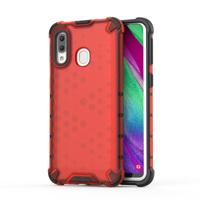 Schokbestendige honingraat PC + TPU Case voor Galaxy A40 (rood) - thumbnail