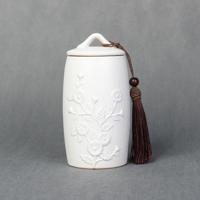 Chrysant patroon steengoed thee blikjes opslag tanks keramische thee set theeceremonie accessoires (wit) - thumbnail