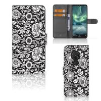 Nokia 7.2 | Nokia 6.2 Hoesje Black Flowers - thumbnail