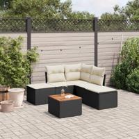 6-delige Loungeset met kussens poly rattan zwart - thumbnail