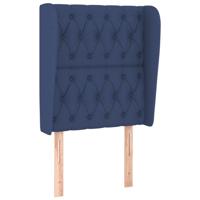 Hoofdbord met randen 83x23x118/128 cm stof blauw - thumbnail