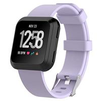 By Qubix - Compatible met Fitbit Versa 1/2 & Lite rubberen sport bandje - licht paars - Compatible fitbit bandje - thumbnail