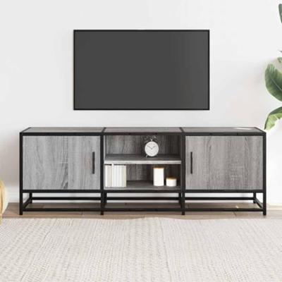 Tv-meubel 120x35x41 cm bewerkt hout metaal grijs sonoma eiken