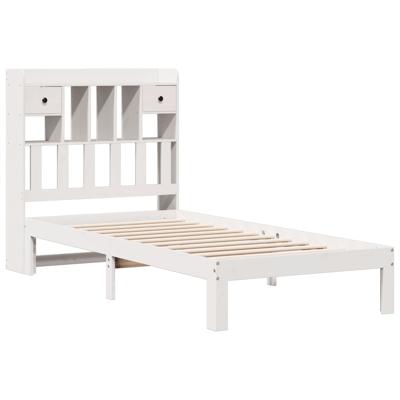 Bed met boekenkast zonder matras grenenhout wit 90x190 cm - thumbnail