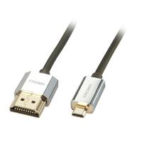 LINDY 41680 HDMI-kabel HDMI Aansluitkabel HDMI-A-stekker, HDMI-micro-D-stekker 0.50 m Grijs 4K UHD, OFC-kabel, Rond, Afgeschermd (dubbel), Extreem dun, - thumbnail