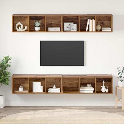 Tv-meubelset 4 pcs Oud Hout 37 x 37 x 107,5 cm Bewerkt hout