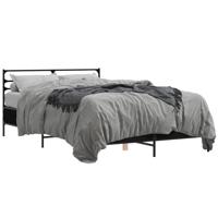 Bedframe bewerkt hout metaal zwart 140x200 cm - thumbnail