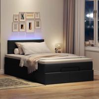 Ottoman bed met matras en LED's 120x200 cm stof zwart - thumbnail