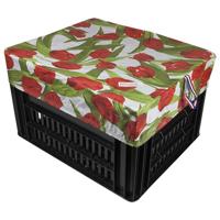 Fietskrat Hoes Kratcover Medium Tulips Red - thumbnail