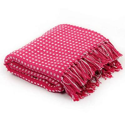 VidaXL Plaid vierkantjes 125x150 cm katoen roze VidaXL Plaid vierkantjes 125x150 cm katoen roze