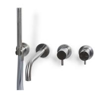 Badkraan Inbouw Bongio Squadra Thermostatisch 16 cm Uitloop met Handdoucheset en 2-Weg Omstel RVS Bongio - thumbnail