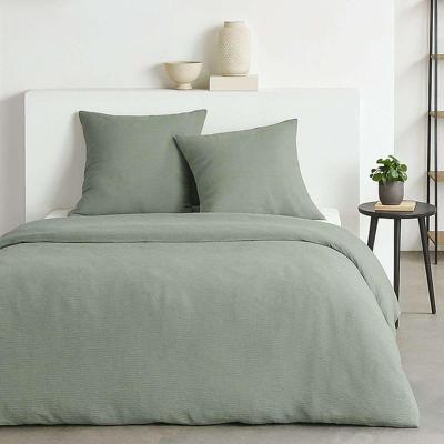 Beddenset - TODAY - Essential - 2 personen - 220 x 240 cm - Saliegroen crêpe-effect