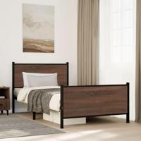 Bedframe zonder matras metaal bruin eikenkleurig 100x200 cm - thumbnail