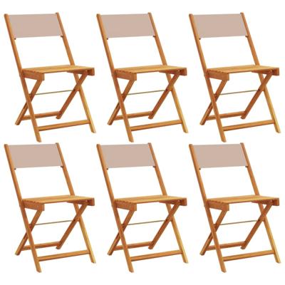 Tuinstoelen 8 st inklapbaar stof en massief hout taupe