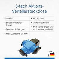 AS Schwabe 60057 3-voudige koppeling Rubber 230 V Blauw IP44 - thumbnail