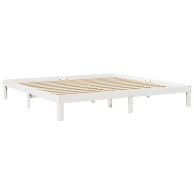 Bed met boekenkast zonder matras grenenhout wit 200x200 cm - thumbnail