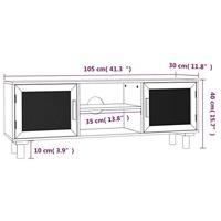 Tv-meubel 105x30x40 cm massief grenenhout en rattan wit - thumbnail