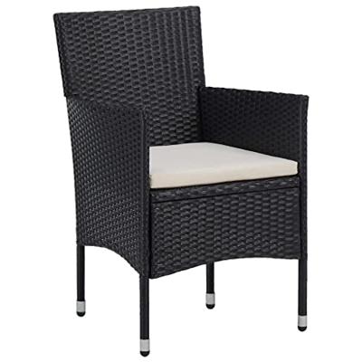 3-delige Tuinset poly rattan en gehard glas zwart - thumbnail