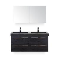 Seville Badmeubelset 120 cm - 4 laden Black Oak - Wastafel Hardsteen Wit Lucca - met Spiegel - Variant 2 - thumbnail