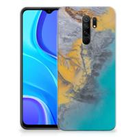 Xiaomi Redmi 9 | TPU | Siliconen hoesje | Marble Blue Gold - thumbnail