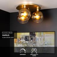 Lucide MARIUS - Plafonnière - 3xE27 - Mat Goud / Messing - thumbnail