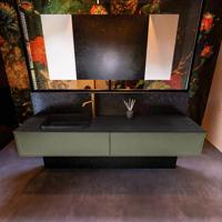 Badkamermeubelset Mondiaz Erin 200 cm met 2 Lades met RIDGE Wastafel Links Urban met 1 kraangat Greeploos Mat Army - thumbnail