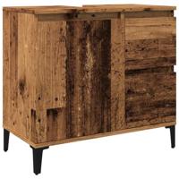 Wastafelkast 65x33x60 cm bewerkt hout oud houtkleurig - thumbnail