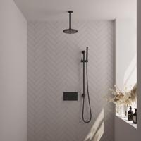 Thermostatische inbouw regendouche met drukknoppen SET 65, mat zwart - thumbnail