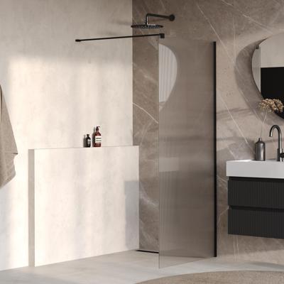 BRAUER Oblivion Flow inloopdouche helder ribbelglas 100x200 incl. glascoating Mat Zwart